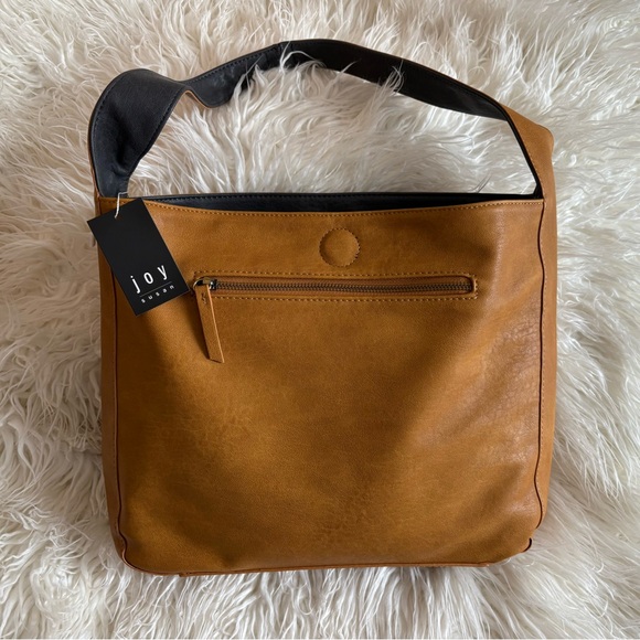 NWT Camel Brown - Charcoal Black Vegan Leather Joy Susan Women's Bag - Picture 2 of 10